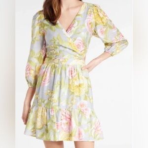 Express Backless Floral Dress in Pink and Yellow
